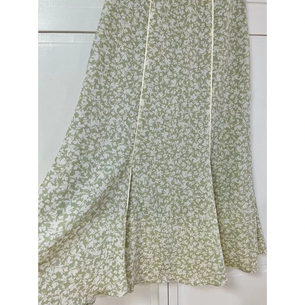 Floral Print Light Green A-Line Skirt Size Small